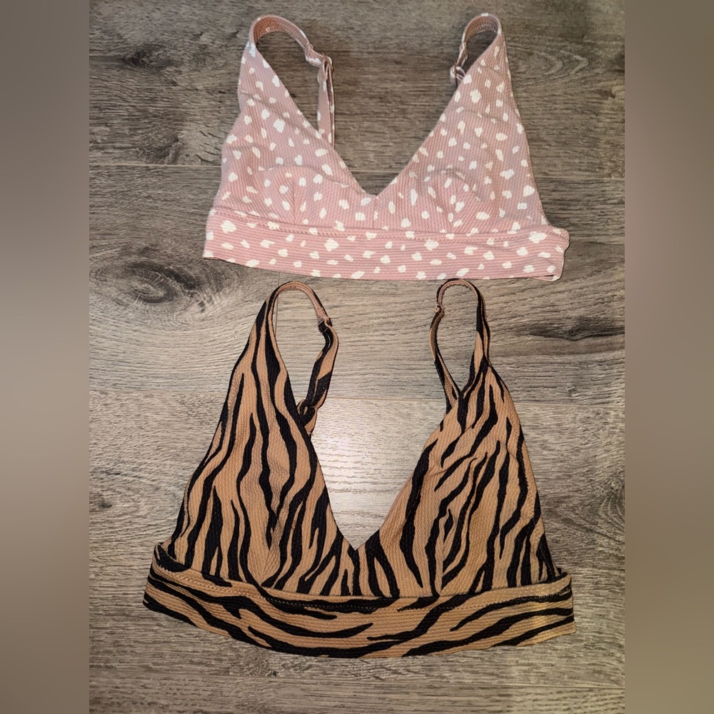 AERIE Pique Longline V-Neck Scoop Bikini Tops Bundle